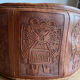 Carved leather pouf in the Mayan style by Angel Pazmino, Ecuador, 1960