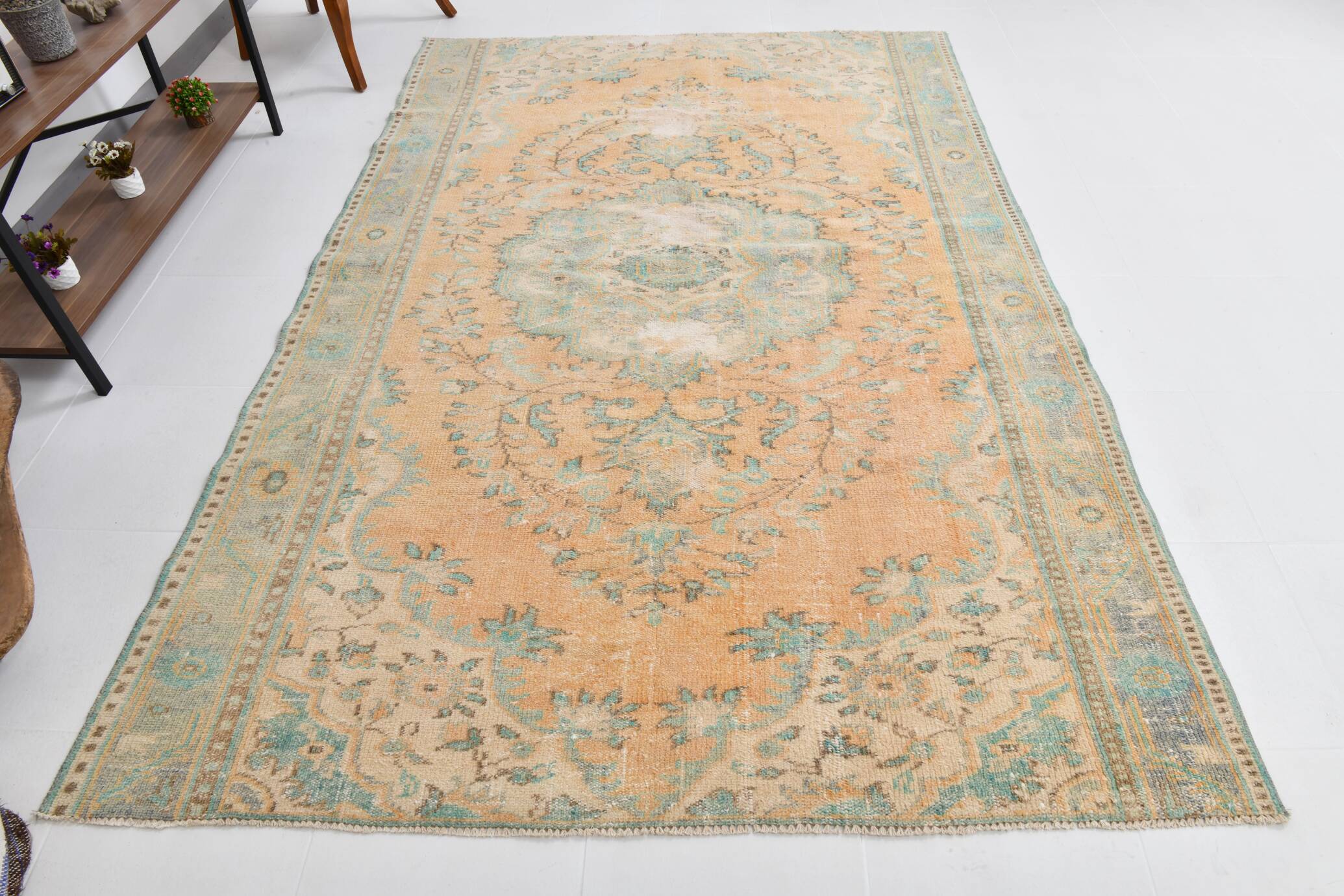 6x9 Pale Orange Oriental Vintage Rug 182x270Cm SK 21429