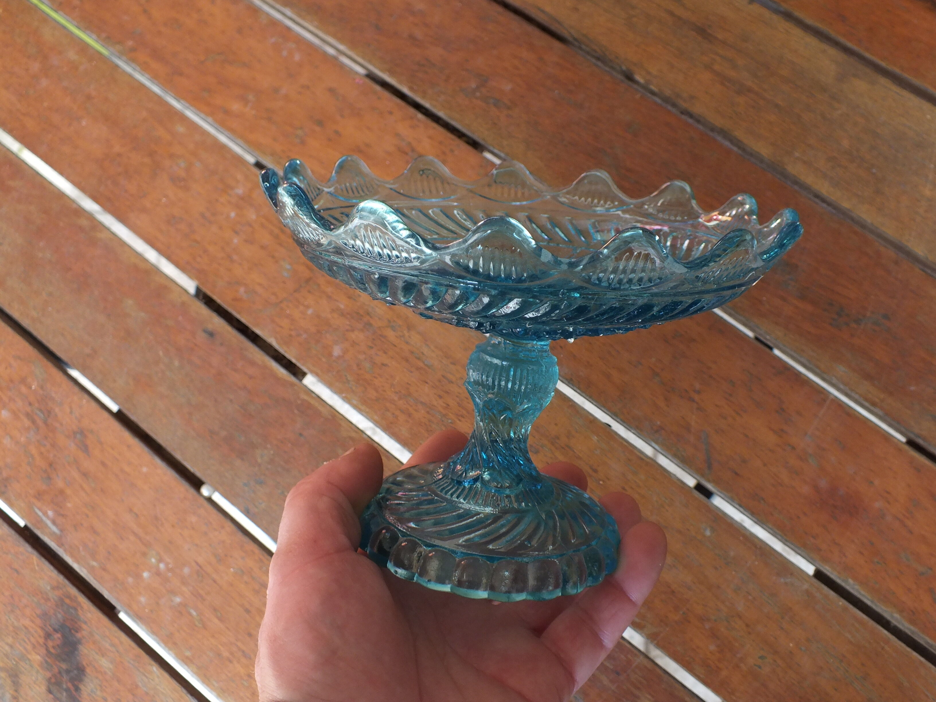Blue molded glass display cup - Geoge Sand, 19th