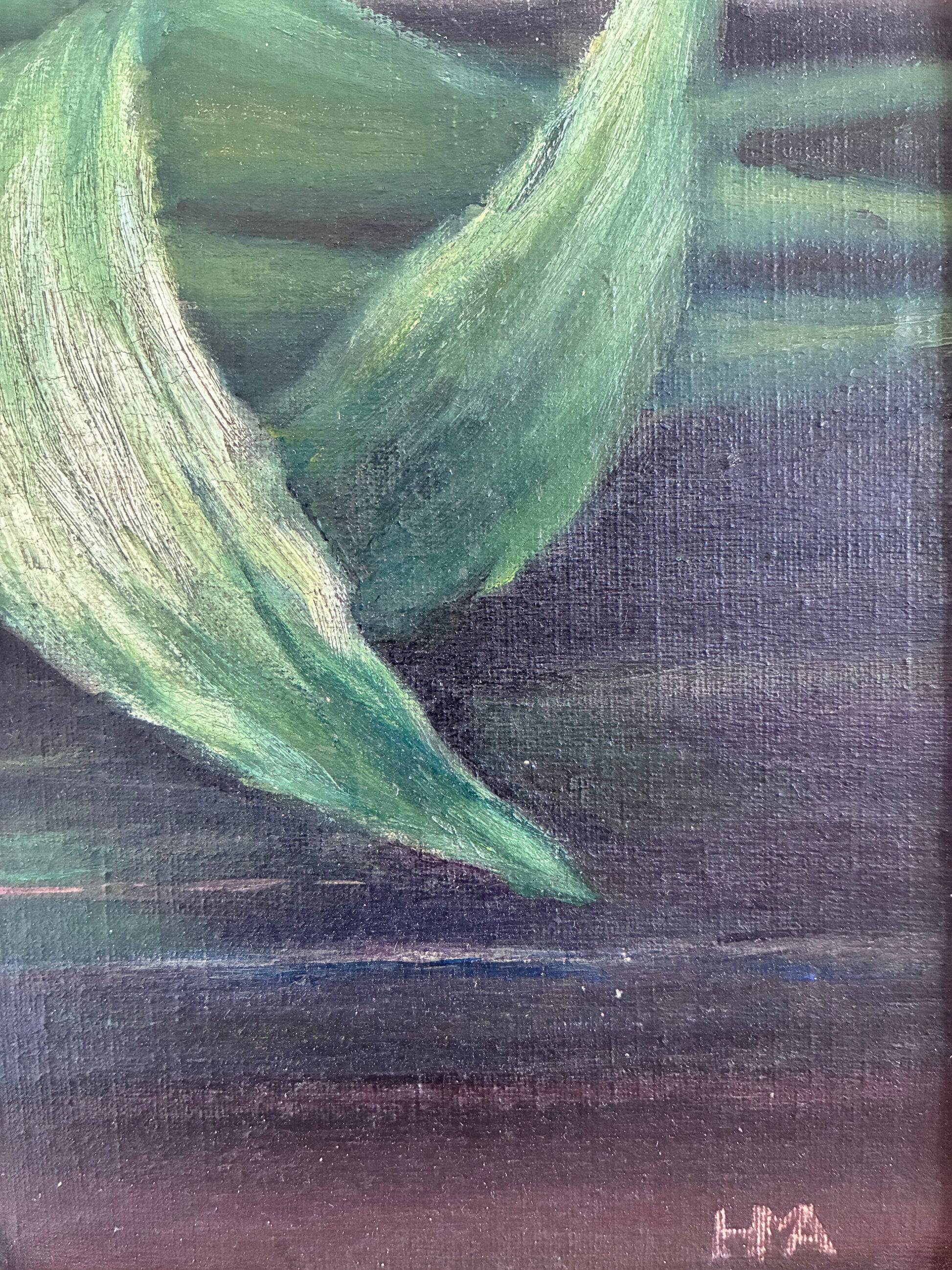 Peinture à l'huile, nature morte de tulipes vintage