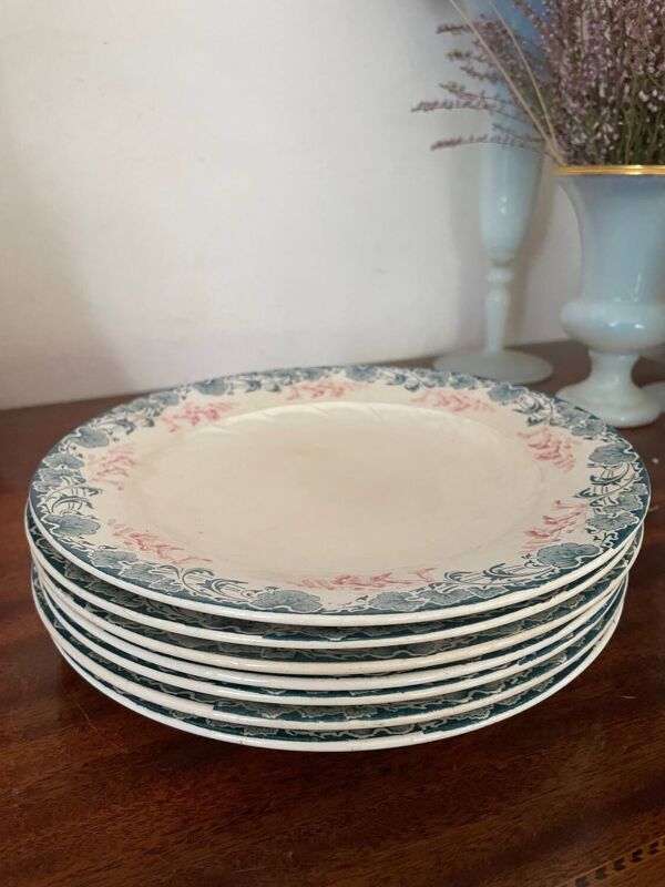 Lot de 7 assiettes Longwy Art nouveau