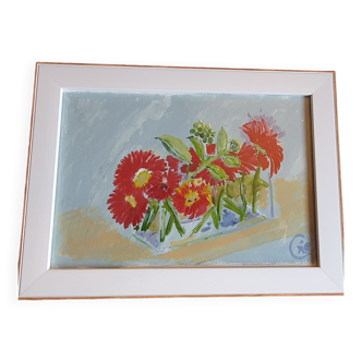 Tableau original "les dahlias"