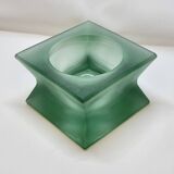 Modernist vintage square vase in frosted molded pressed glass