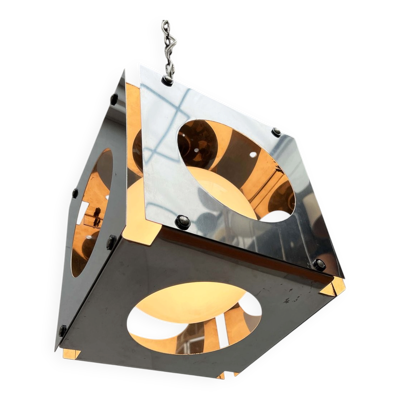 Suspension en métal et verre cubo de style Space Age italien du milieu du siècle par Tronconi, années 1960