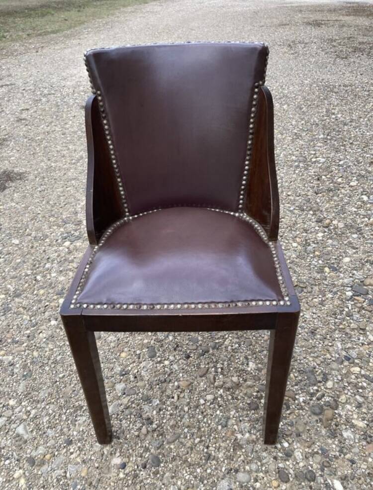 6 art deco chairs with leather seats