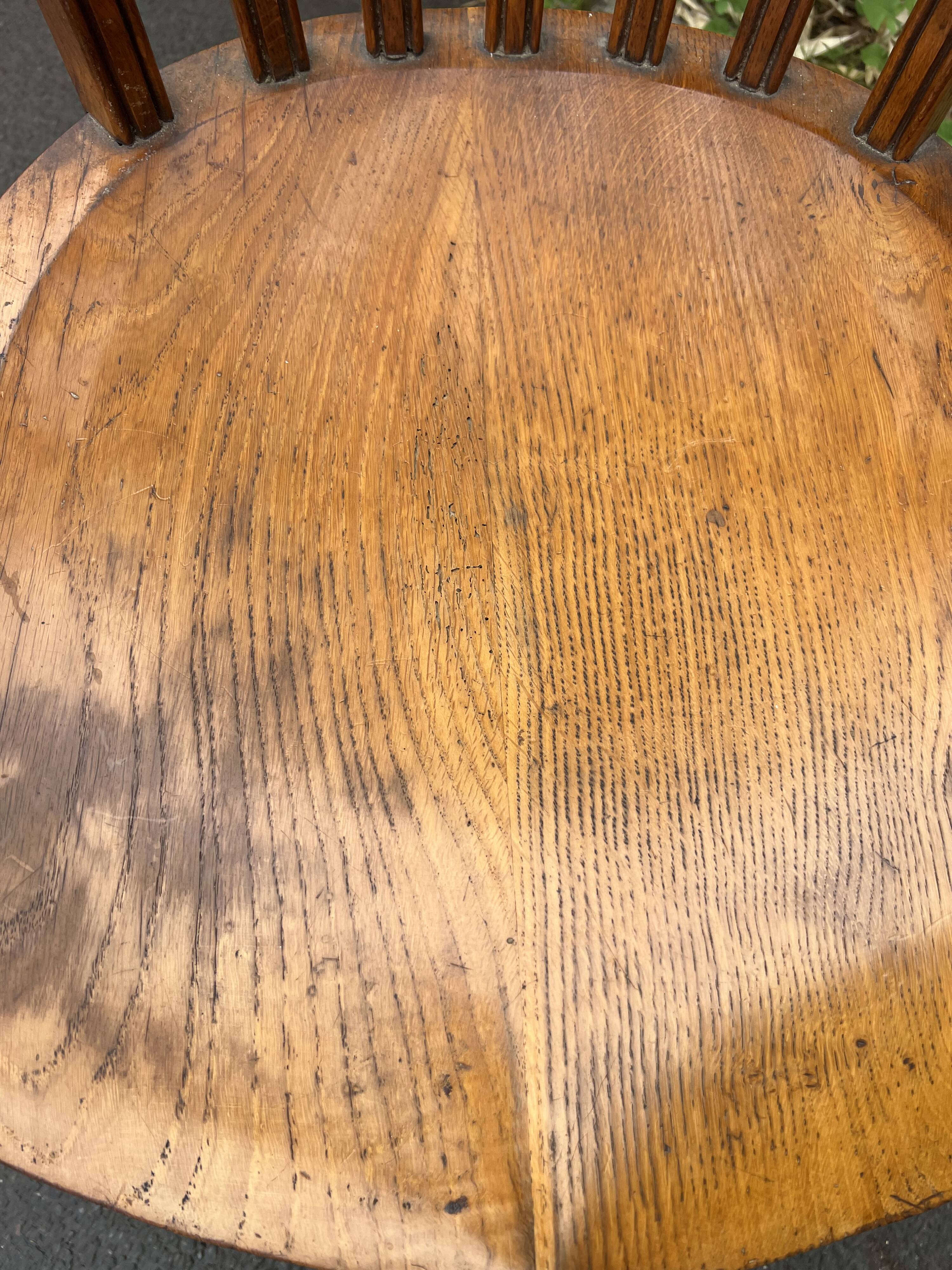 Fauteuil de bureau vintage pivotant – chêne et piètement tripode