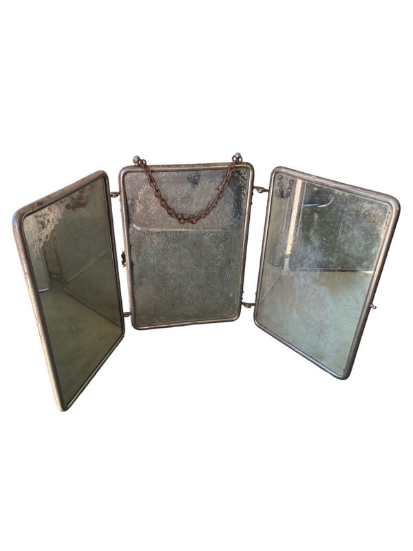 Miroir de barbier triptyque vintage