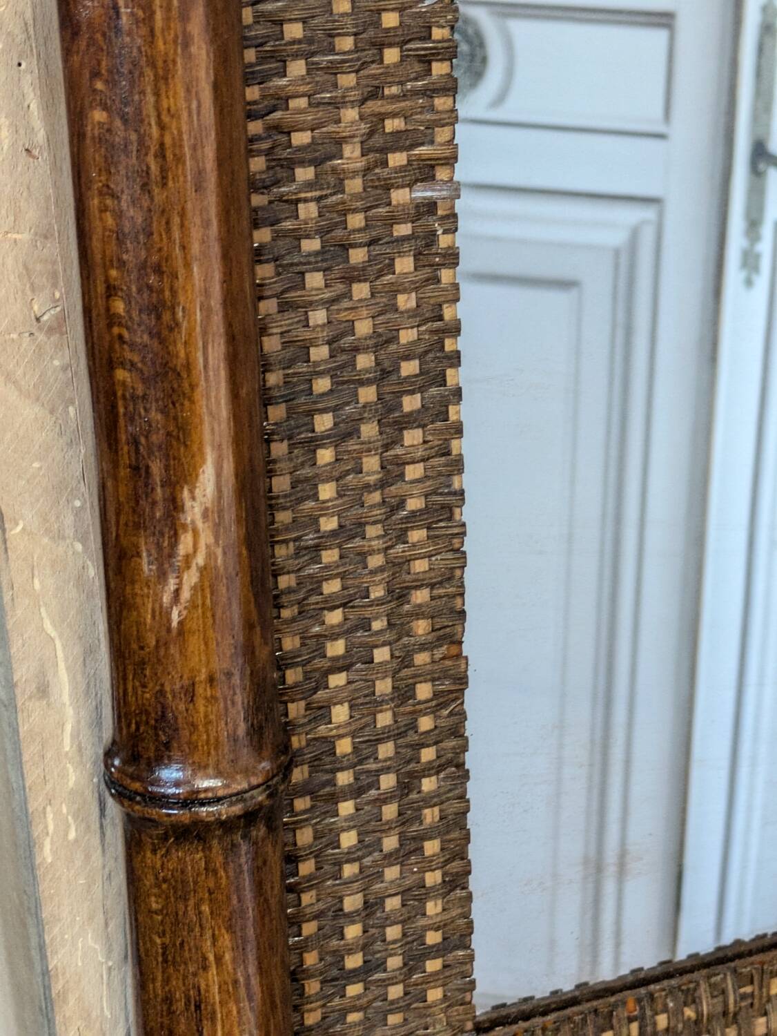 Bamboo rattan mirror