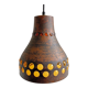 Mid Century caged glass & copper hanging lamp / pendant