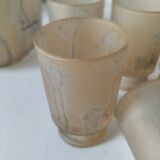 Frosted glass carafe and 6 stemmed glasses set