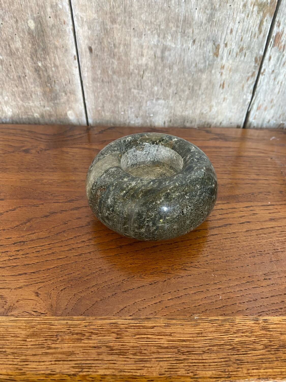 Antique Polished Marble Votive Candle Holder Round Circa 1980 Vintage