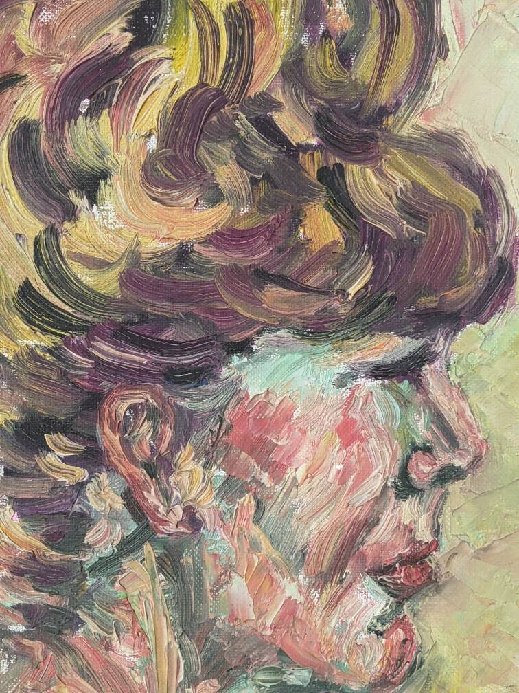 Contemporary female portrait acrylic painting on canvas