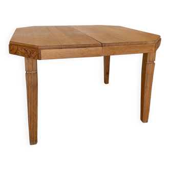 Table à manger Art Déco, en chêne massif, avec rallonges