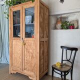 Old glass-fronted wooden library – blue interior