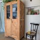 Old glass-fronted wooden library – blue interior