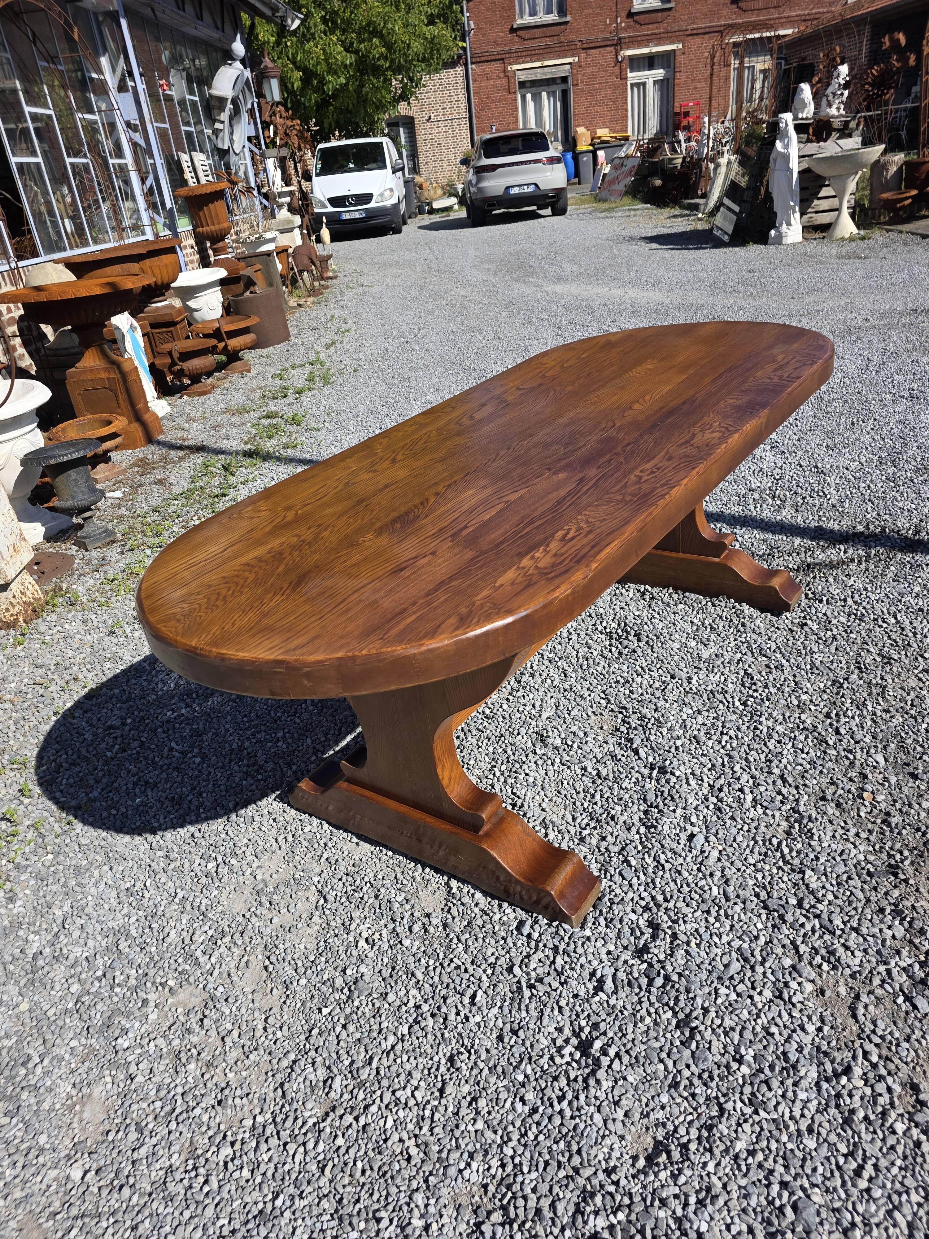 Solid oak farmhouse table, 220×90cm