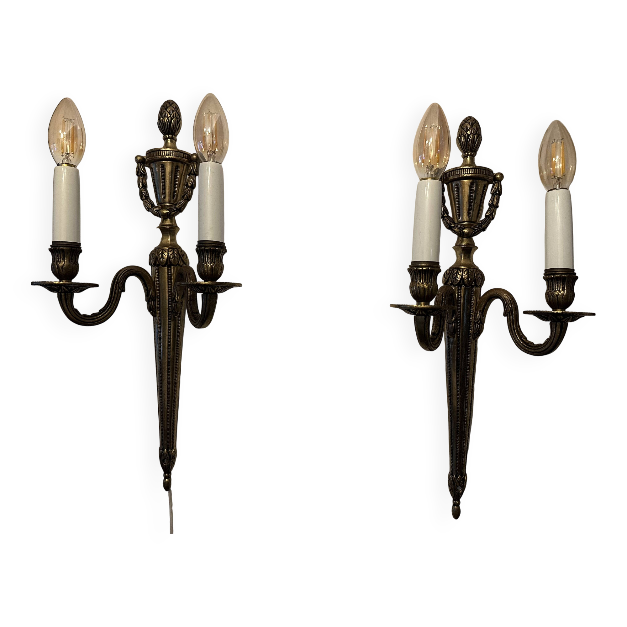 Pair of mid-19th century brass tassel sconces