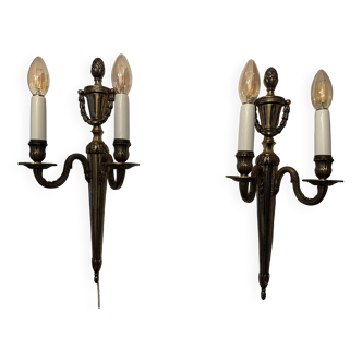 Pair of mid-19th century brass tassel sconces
