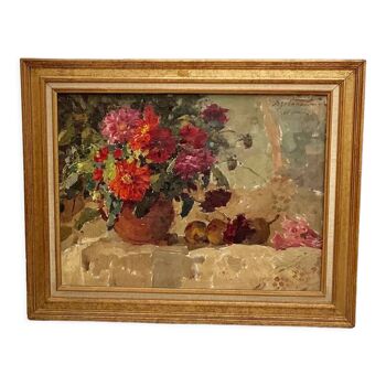 Old painting Oil on canvas signed around the 1960s dimension: height -56.5 width -71cm-