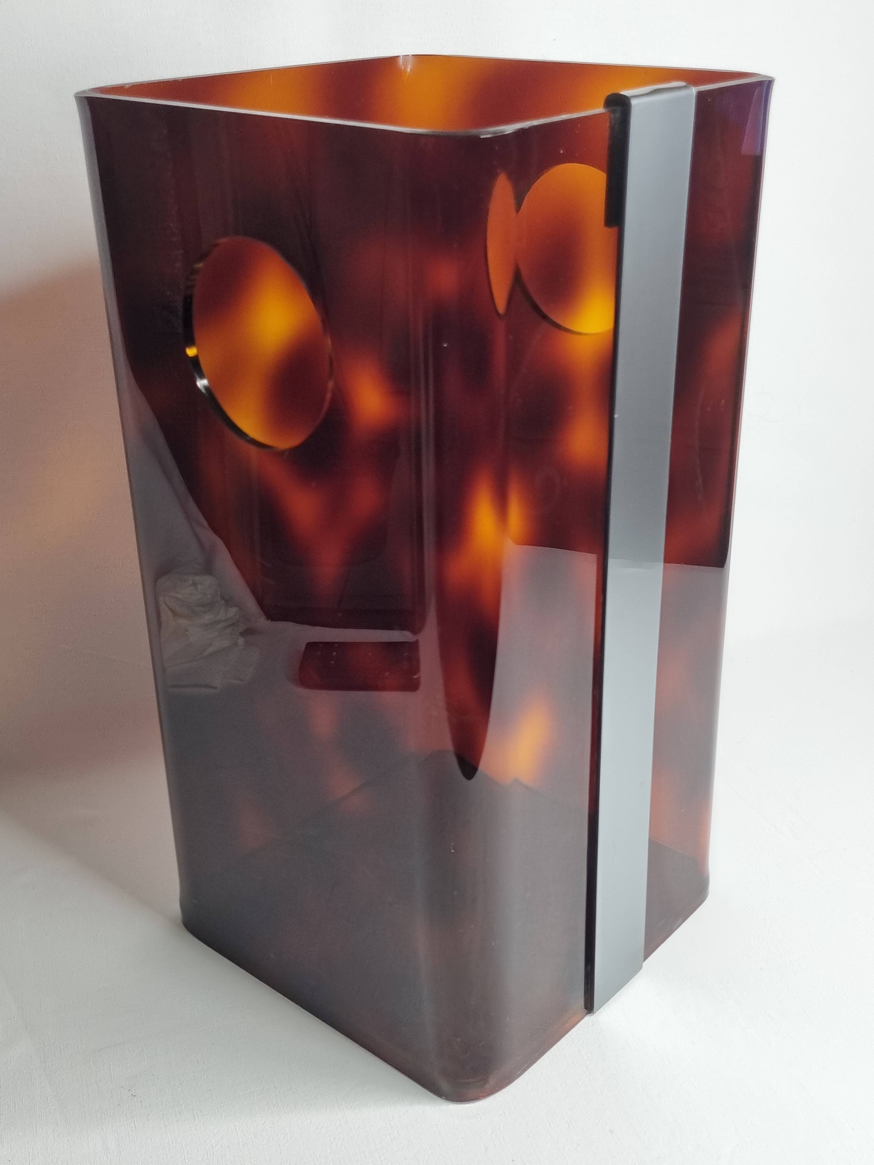 Tortoiseshell Lucite wastepaper basket by Michel Dumas for Roche Bobois, 70