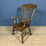 Brown English Windsor armchair with high back