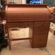 Pine desk with sliding wooden curtain