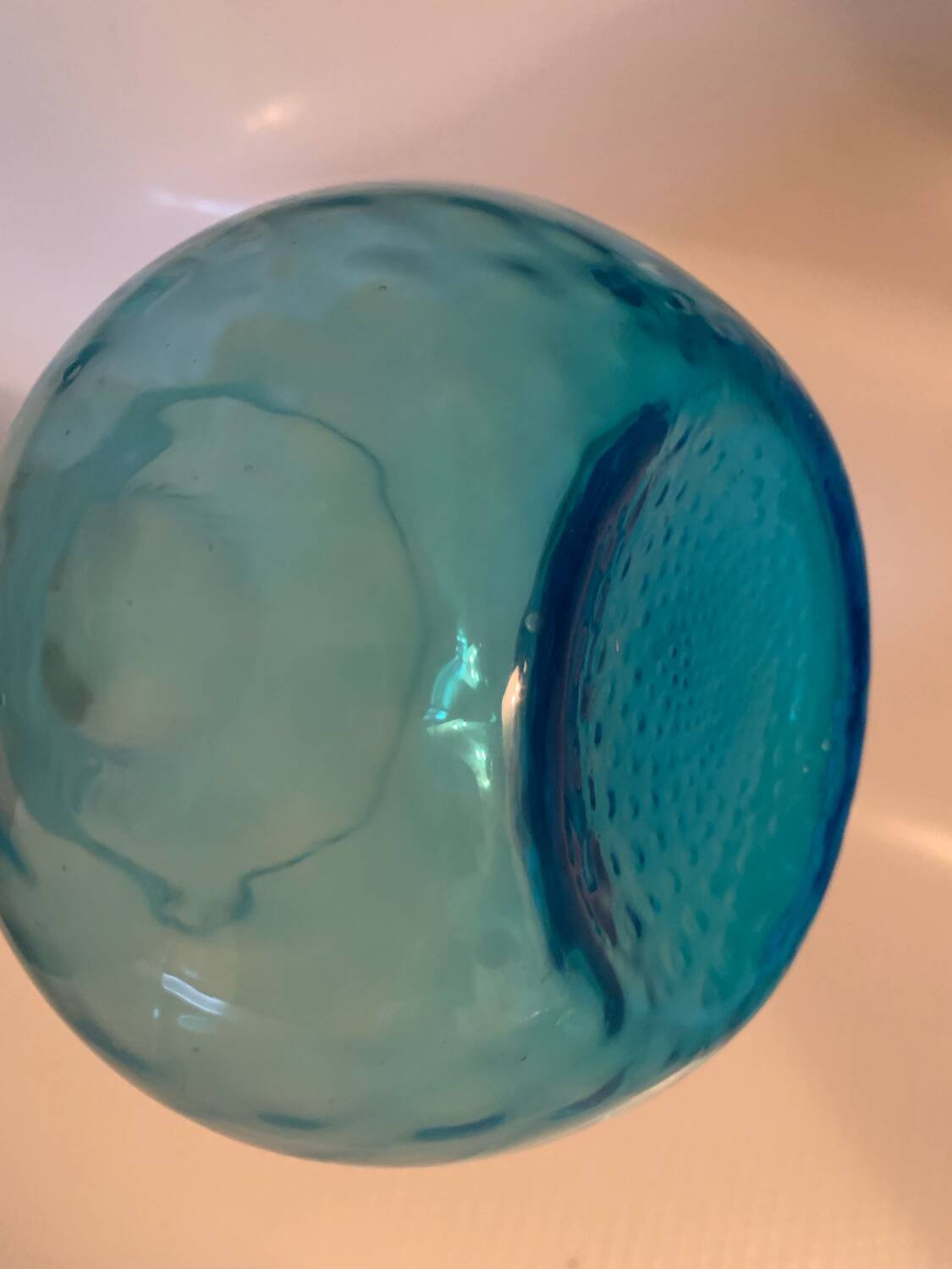 Blue glass bottle by Blenko, 1960s