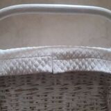 Wicker and painted wood baby cradle