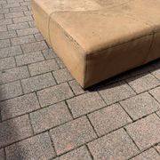 Large square pouffe in patinated nubuck leather – 100 × 100 cm