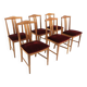 Set of 6 Scandinavian walnut chairs, Sweden, 1960