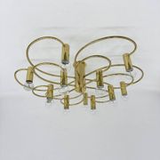 Leola sculptural brass 12-light ceiling or wall flush mount, 1970s