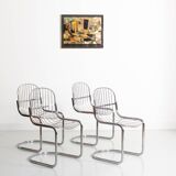 Set of 4 chrome steel chairs, Gastone Rinaldi, style  Italy, 1970