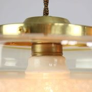 Mid-century Italian Brass and Glass Pendant Lamps, set of 2