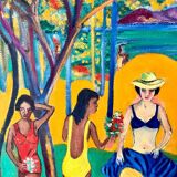 Tahiti landscape on panel