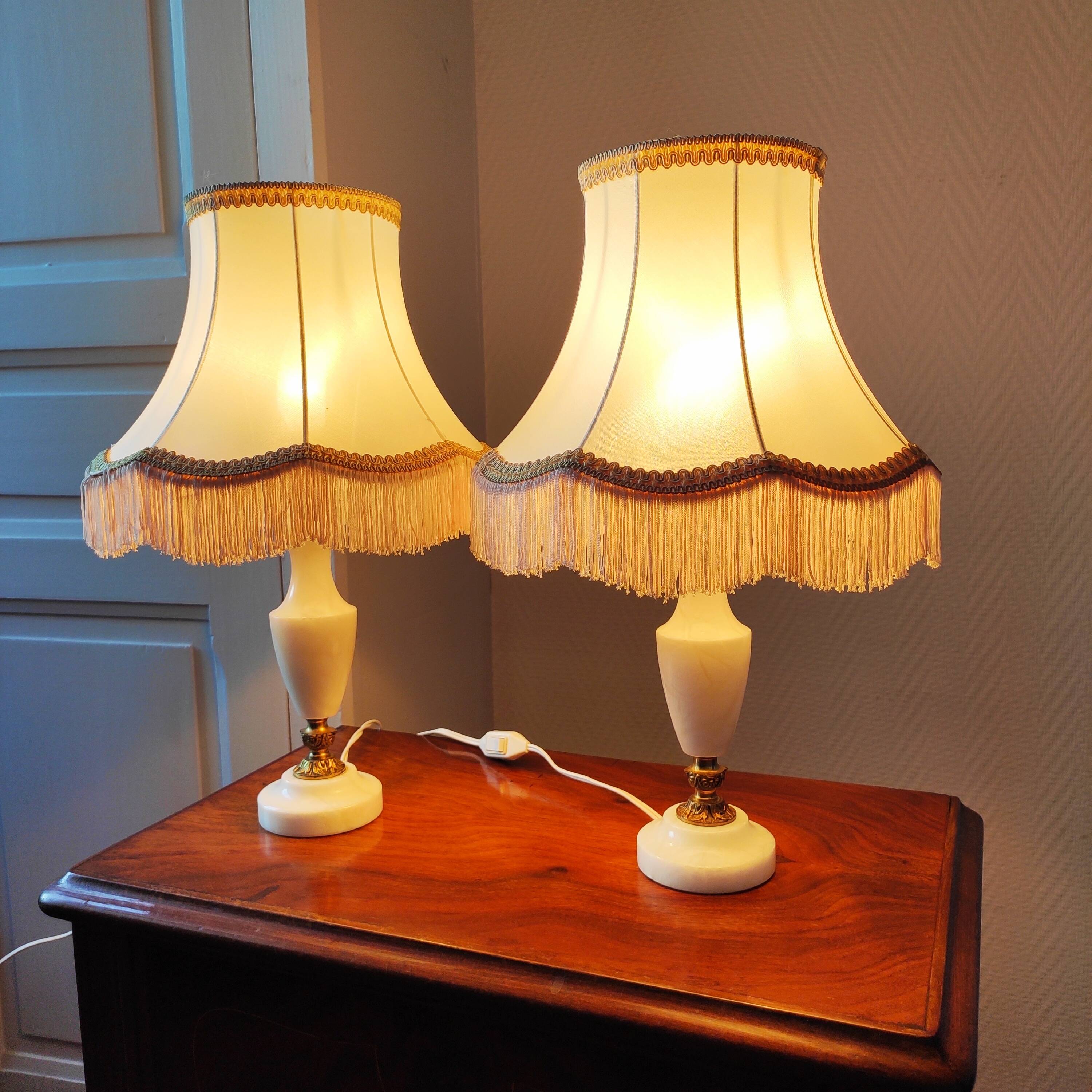 Pair of vintage alabaster lamps