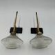 Pair of brass and glass wall lamps