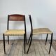 Chairs (set of 2) in metal, leather and straw 1960's