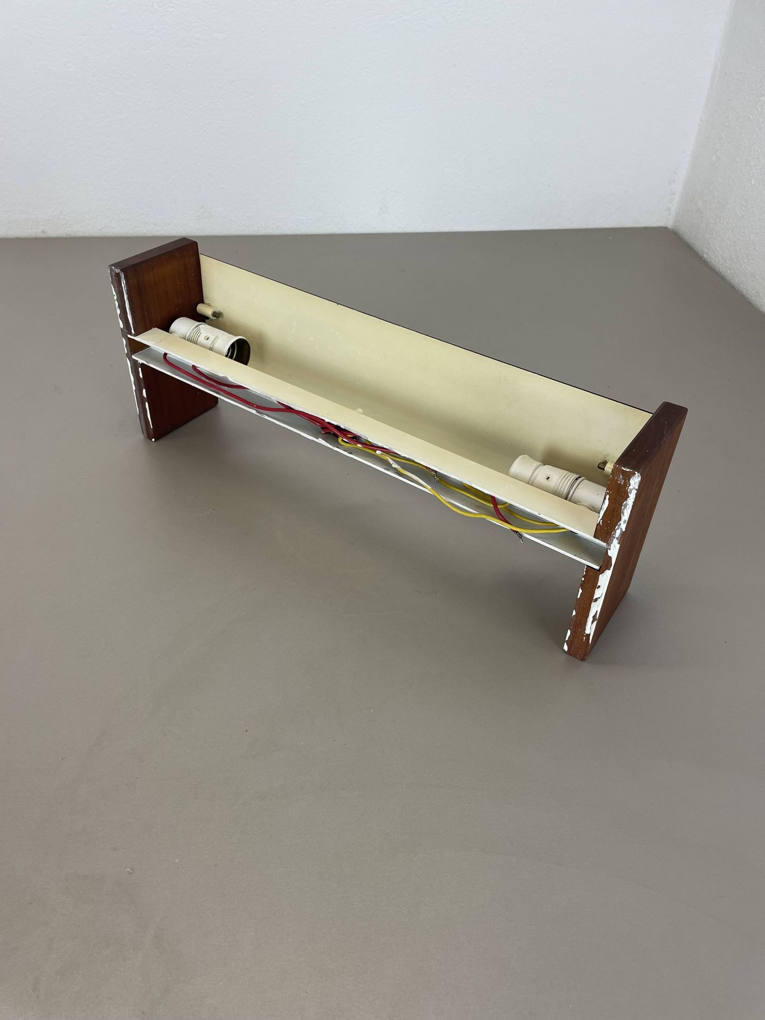 cubic Large 38cm Teak and Metal adjustable wall light element, Germany 1950s