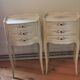 Pair of bedside tables louis XV style XX th century, painted floral decoration