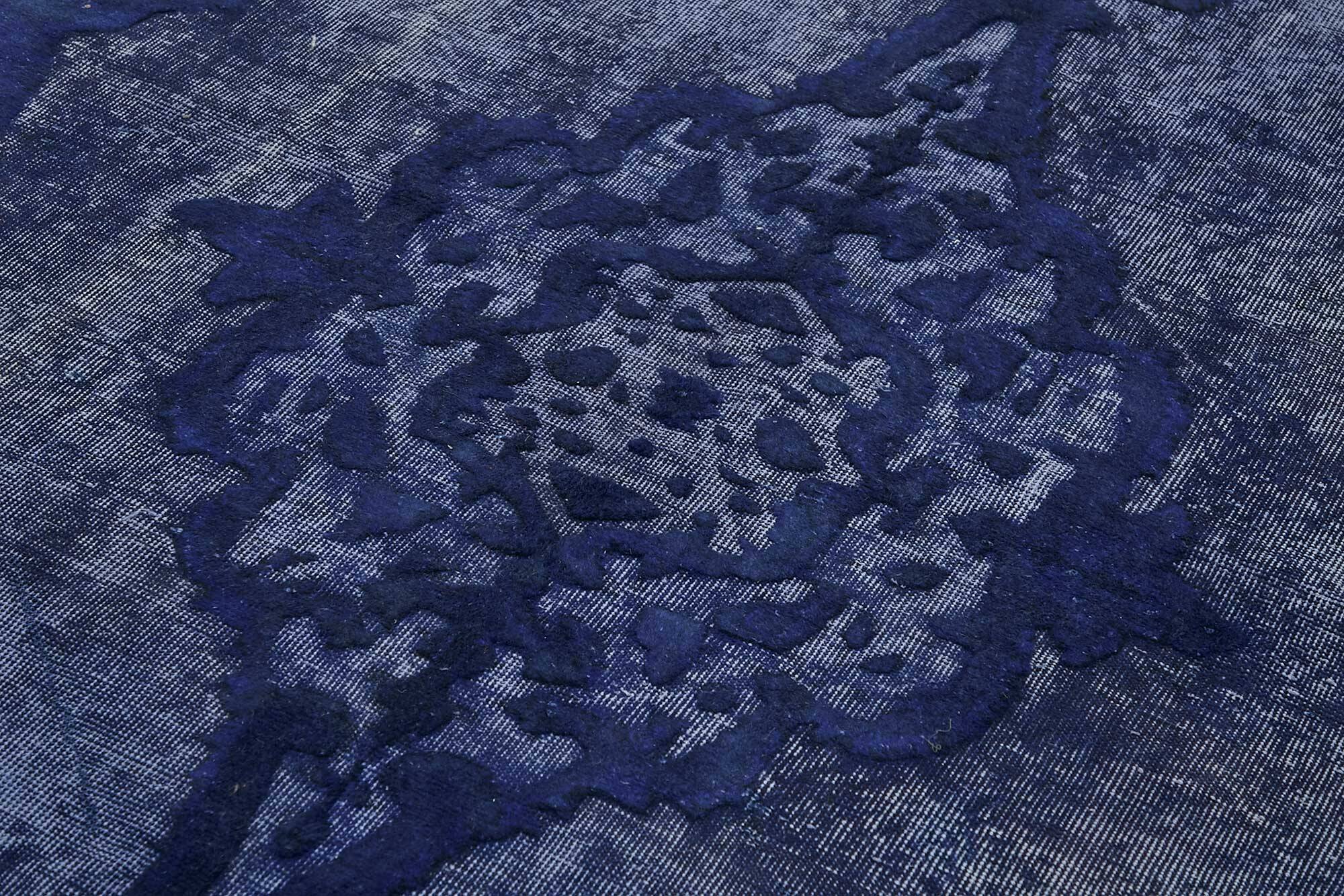 Overdyed Wool Vintage Handmade Carved Rug 174 cm x 297 cm