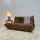 Vintage original leather Togo 2-seater by Michel Ducaroy for Ligne Roset