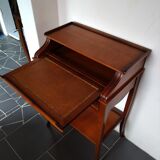 Tiered desk with leather zipper