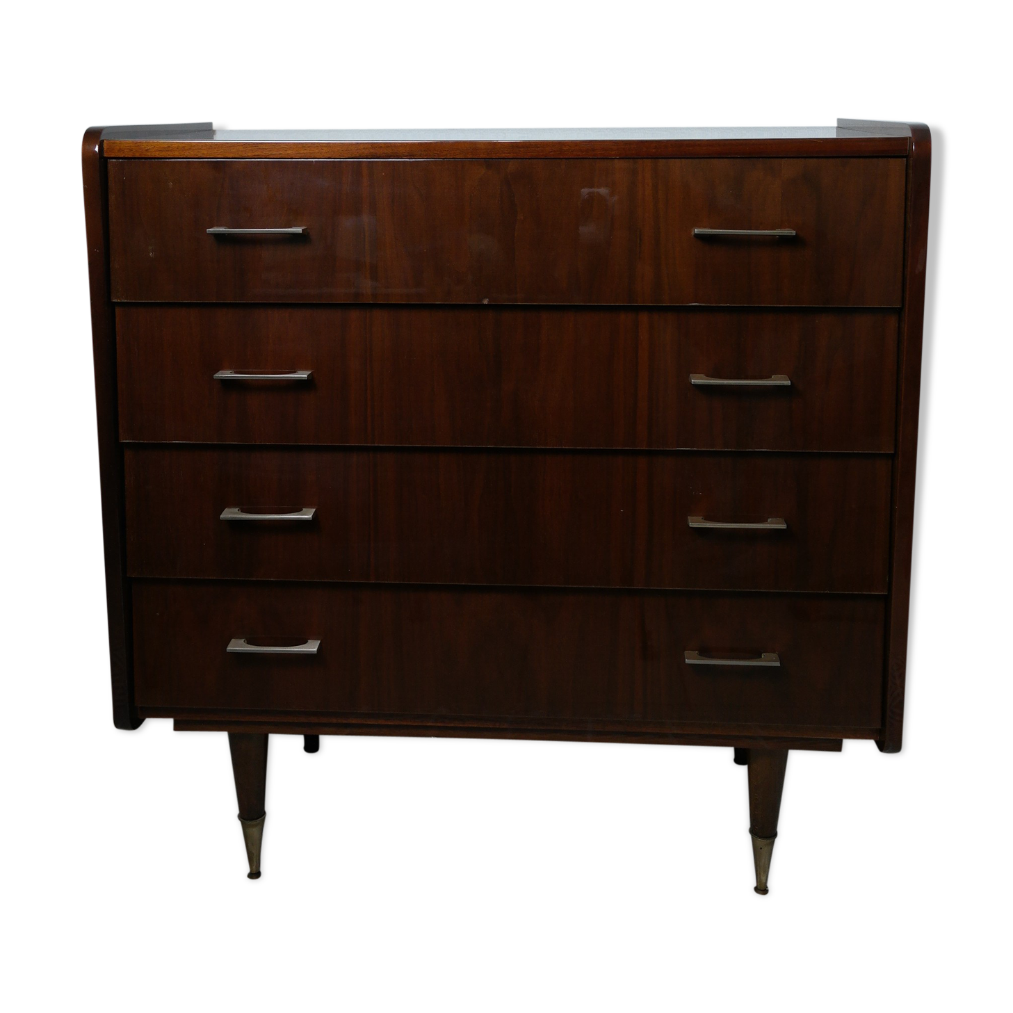 Walnut lace-up vintage chest of drawers