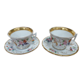 Duo porcelain cups and sub-cups Old Paris XIX th