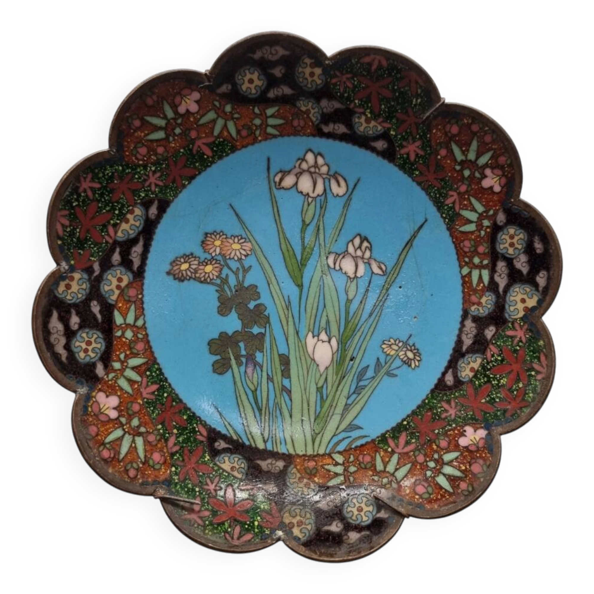 Antique Japanese Cloisonné Wall Plate, late 1800s