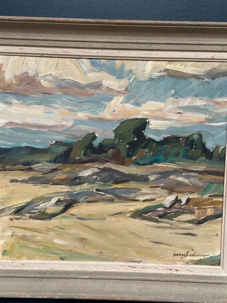 Original Swedish Oil on Canvas – “Mountains Landscape” by Georg Andersson – Signed – Vintage & Framed – 58 × 50 cm