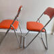 Chaises pliantes vintage Soudexvinyl Chrome / skaï orange