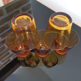 Set of 5 amber brown glasses Vereco 1970s