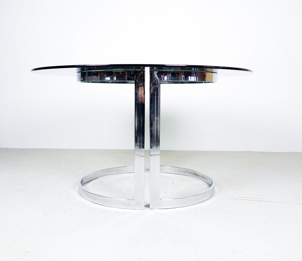 Milo Baughman chrome and smoked glass dinner table, 1970's