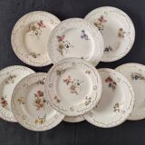 Lot de 9 assiettes anciennes en porcelaine de Sarreguemines, XIXe siècle, s